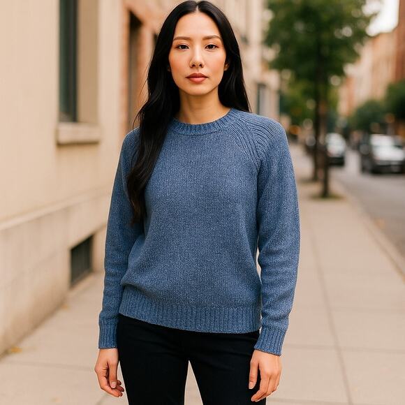 Banana Republic Pullover Loose Fit Knit Womens Sz L Blue Business Casual - Picture 1 of 11